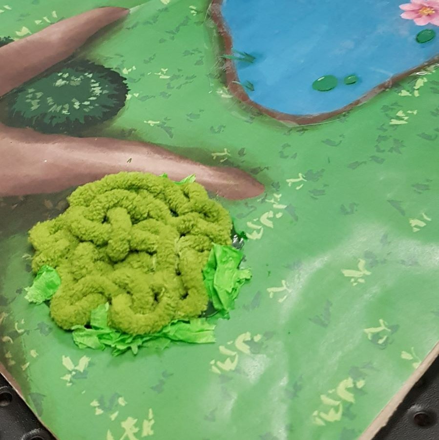 Bush made from squirmles (fluffy material)